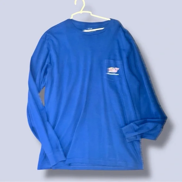 Vineyard Vines | Long-Sleeved Blue Lacrosse Tee | Large - Picture 2 of 4